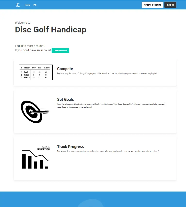 Screenshot af Discgolfhandicap.net hjemmeside
