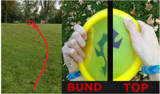 greb og flyvebane ved baghåndskast i discgolf